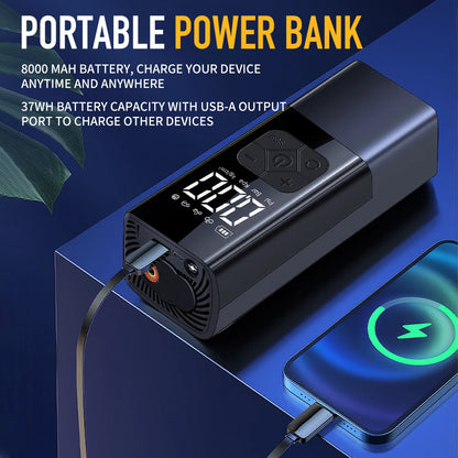 2500A Professional Car Starter Car Booster with 150PSI Air Compressor Power Bank Portable Charger for Car Battery Jump Starter