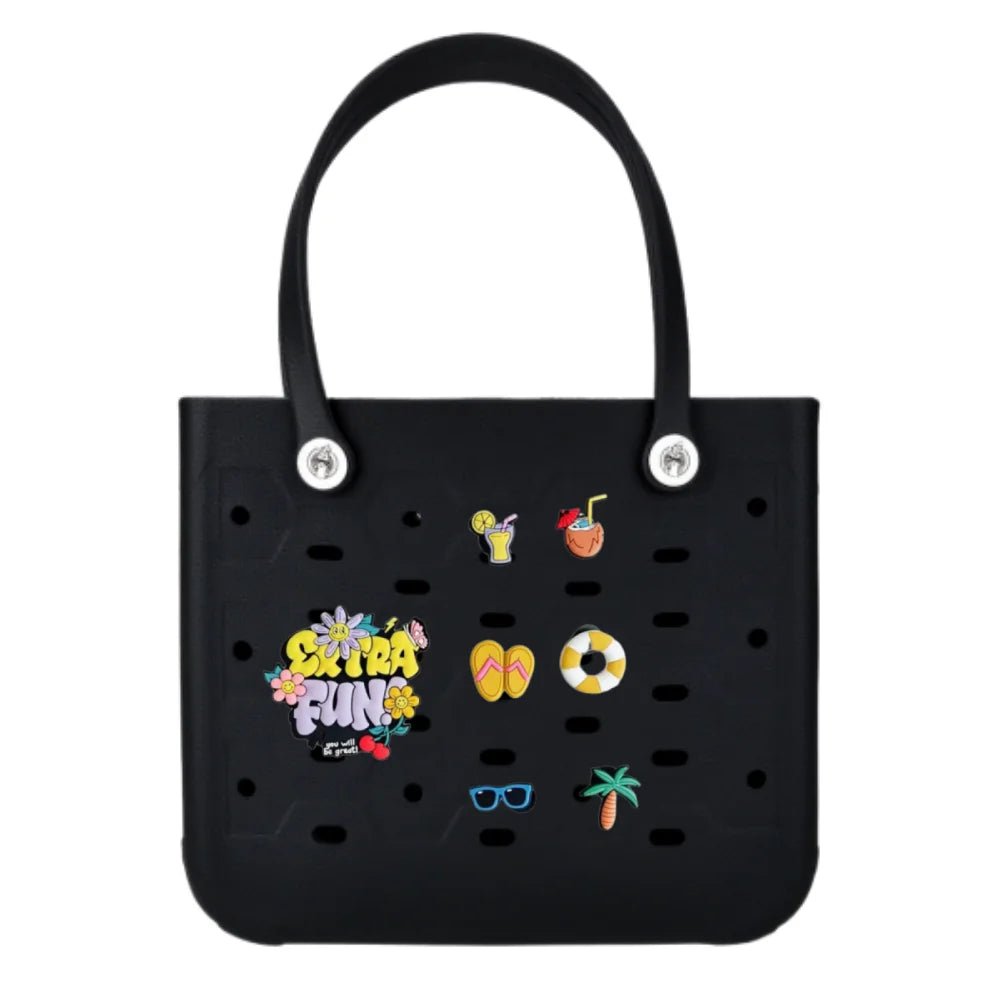 L Large Beach Bag EVA Rubber Waterproof Beach Travel Picnic Storage Basket Women's Shopping Handbag Hemp Bag Jelly Tote Bag