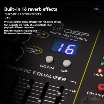 4 / 8-Channel Mixer DSP Reverberation Effect Professional Bluetooth USB Audio Mixer Balance Family Karaoke Stage Performance KTV