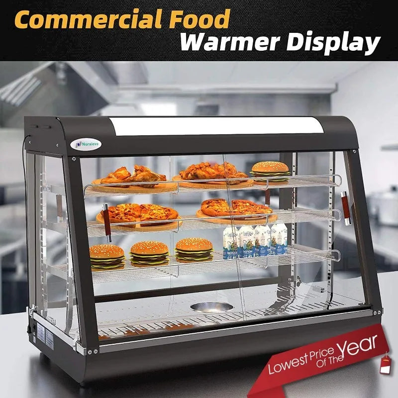 35 inch Commercial Food Warmer Countertop Pizza Warmers Display Pastry Patty Warmer