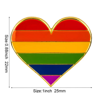 10pcs a lot Rainbow Pride Heart Shaped  Badge Symbol Pin Metal Badges Decorative Brooch Pins for Clothes Brooch Jewelry