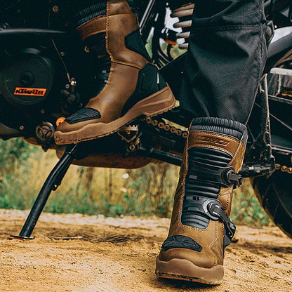 Retro Motorcycle Boots Cowhide Waterproof Mid-Calf Long riding Boots Men Women Riding Motocross Bota Motorbike Motocross Shoes