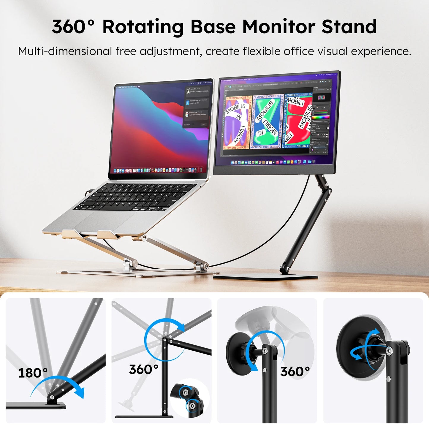 15.6" Portable Monitor with Foldable Magnetic Stand & Case FHD 1080P IPS Screen Extender for Laptop Mac Phone Xbox Work Travel