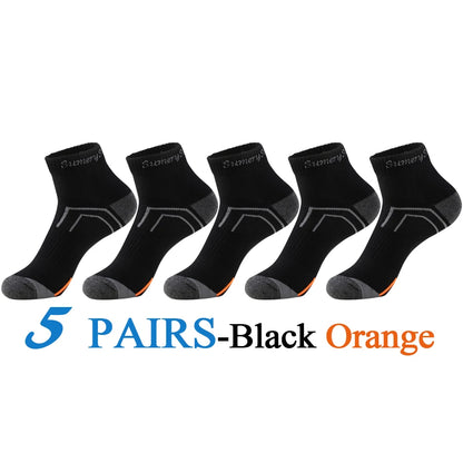 5 Pairs/Lot Mens Running Socks Casual Outdoor Sports Cotton Orange Red Stripes Compression Black 15 Styles Travel Hot Sale 2024