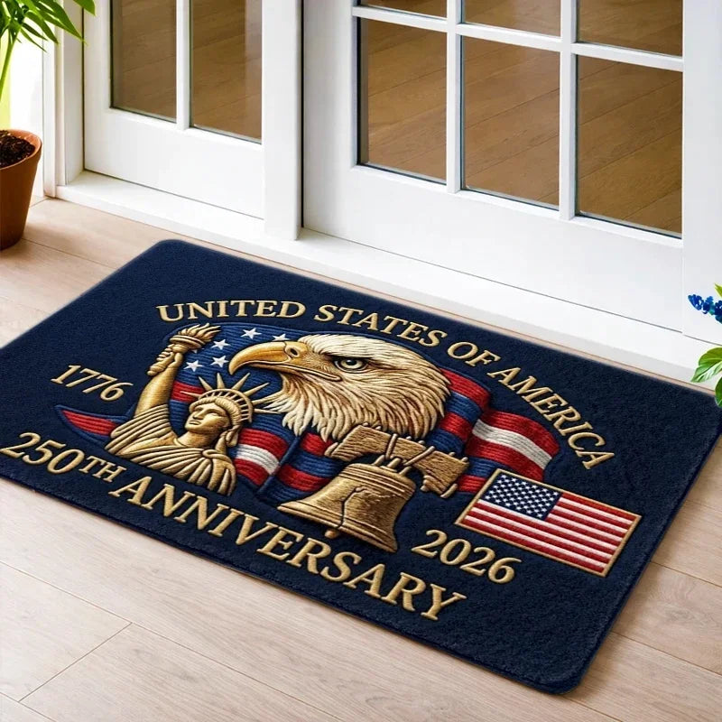 US Independence 250th Anniversary Doormat Multi Pack Set Patriotic Flannel Rug Non Slip Rubber Backing Washable Welcome Mat