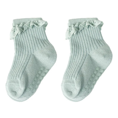 1/3/4/5pairs Cotton Pure Color Toddler Girl Lace Socks Infant Baby Girls Non-slip Socks Young Children Girl Cute Half Knee-socks