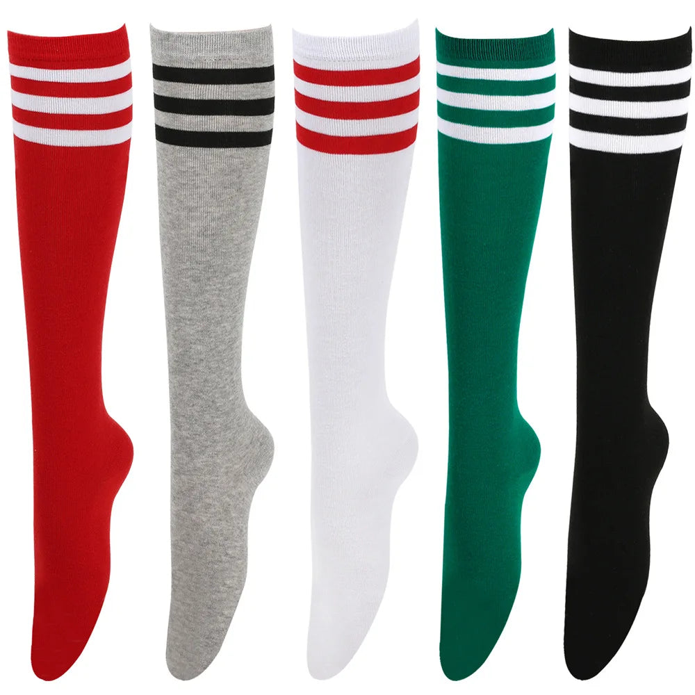 Middle Tube Sock Women Striped Knee High Ladies Japanese Harajuku College Style Cotton Summer Calf Sock Black White Female Gift