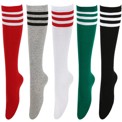 Middle Tube Sock Women Striped Knee High Ladies Japanese Harajuku College Style Cotton Summer Calf Sock Black White Female Gift