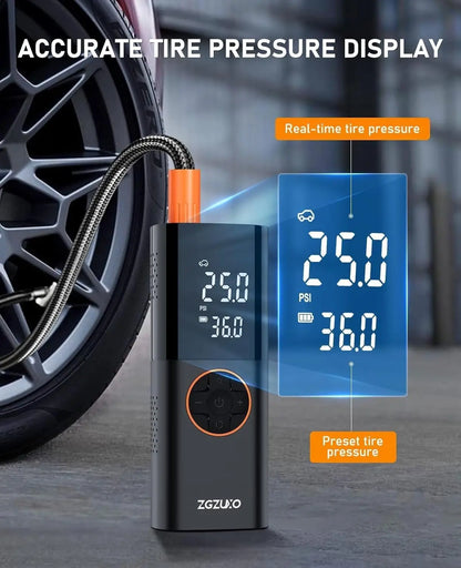 150PSI fast wireless air pump, suitable for tires, with digital pressure gauge and LED light, can be used for cars, bicycles