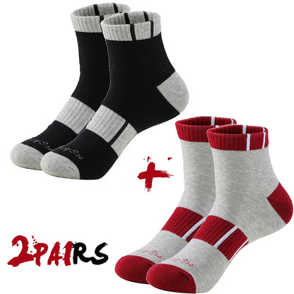 2 Pairs/Lot Running Socks Men Sport Outdoor Casual Cotton Red Stripes Compression Black Colorful Sock Male Gifts 21 Colors