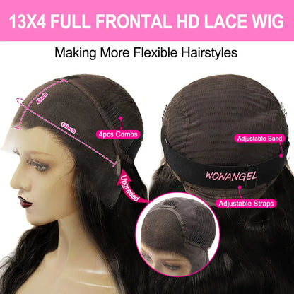 SKINLIKE Real HD Lace Front Wigs Kinky Straight 250% 13x4 Full Frontal Wigs Human Hair Wigs Peruvian Yaki Straight Melt Skins