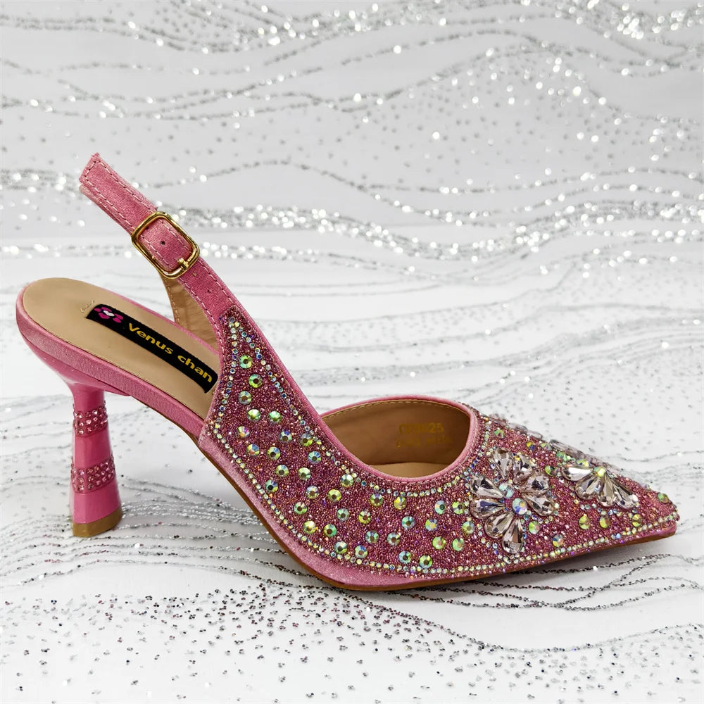 Festive Elegance: Spot Goods Dazzling Heels and Chic Long Bag Clutch Perfect Combination Of Shoes And Bag for Special Occasions