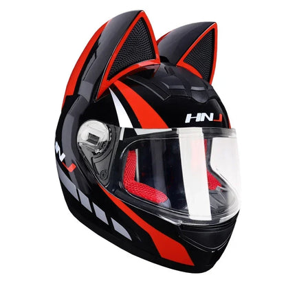 KEMITOUR Full Face Motorcycle Helmet DOT Certification Cat Ear Safety Moto Helmet For Women Men Breathable Gift For Girlfriend