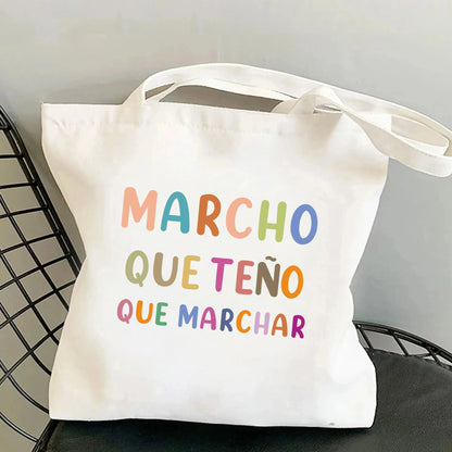 Spanish Women Shoulder Bag Graphic Harajuku Shopper Bags Large Capacity Canvas Tote Handbag No Zipper Eco Casual Girl Handbags