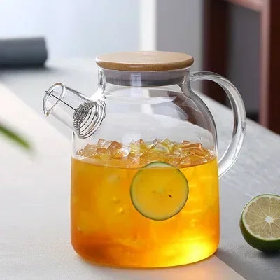 1.8L Transparent Borosilicate Glass Teapot Heat-Resistant Large Clear Tea Pot  Flower Tea Set Puer Kettle Cup Office Home Tool