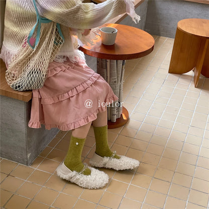SP&CITY Colored Dotted Sheep Woolen Socks Women's Winter Warm Keeping Middle Tube Socks Casual Thick Korean Fashion Stockings
