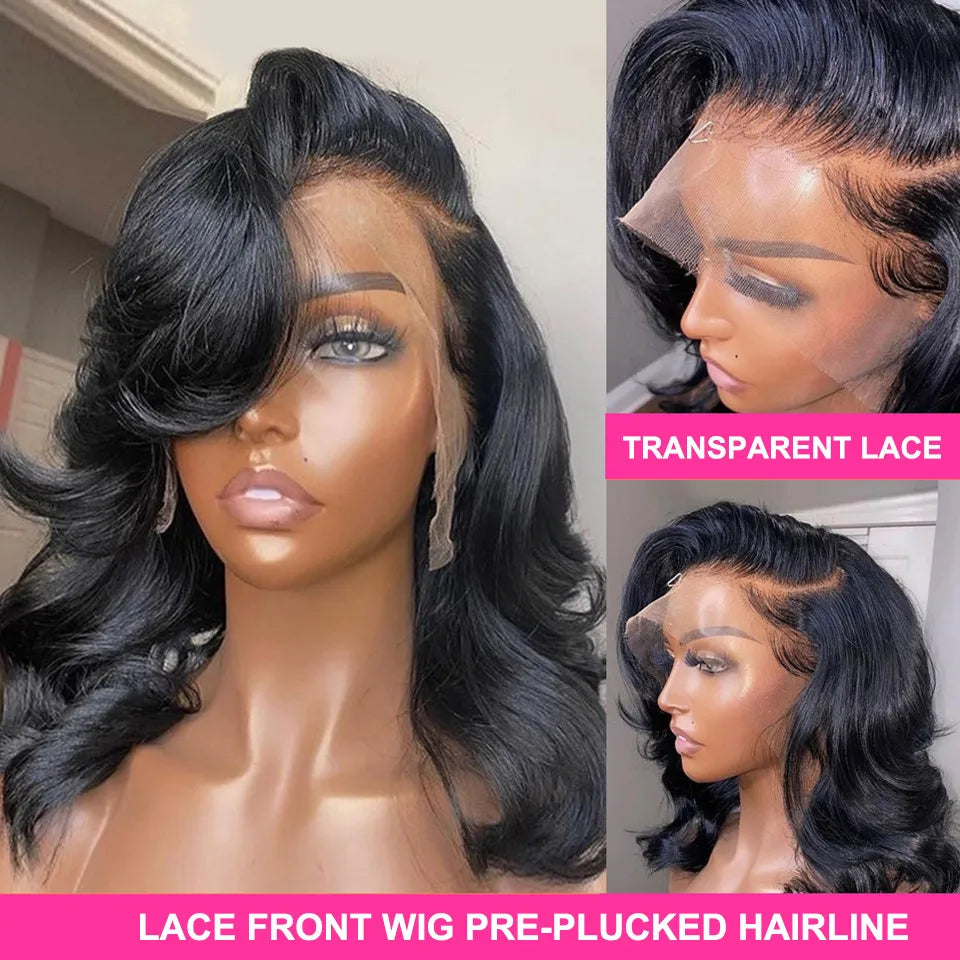 Chinese Hair Bob Wig Virgin Hair 5x1 Hd Lace Frontal Wig 100% Human Hair Pre Plucked Natural Color Body Wave 13x4 Lace Front Wig