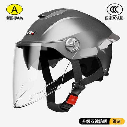 Summer impact protection safety open face motorbike helmet motorcycle short lens ordinary tail wing black