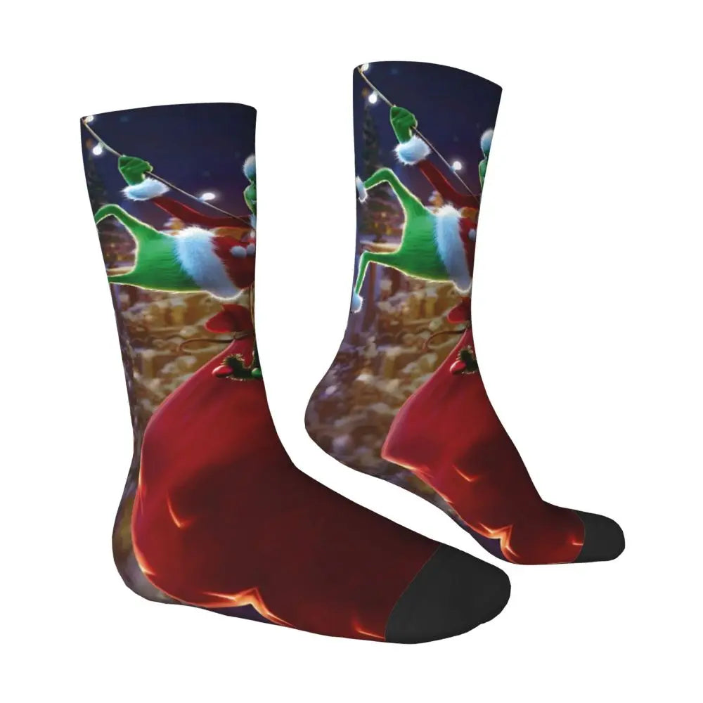 Cartoon Grinchh Xmas Socks Men's Women's Funny Happy Christmas Socks Hip Hop Spring Summer Autumn Winter Socks Gift