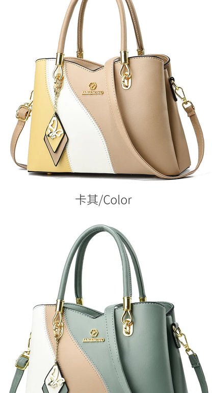 2024 New Three Color Combination Women's Handbag Large Capacity Soft Leather Shoulder Bag Fashion Elegant Women's Crossbody Bag