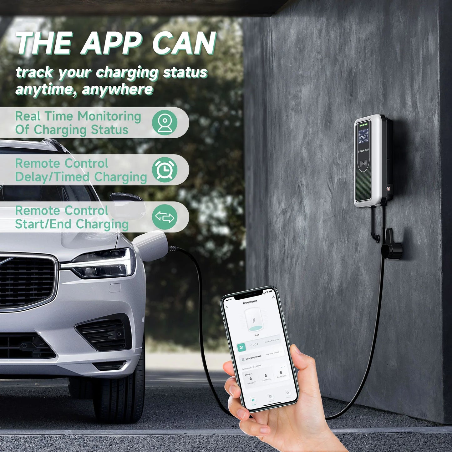 AFYEEV Type2 EV Charger 32A 7.6KW Charging Station Car Charger 11KW 22KW 3Phase EVSE Wallbox APP Bluetooth WiFi Remote Control