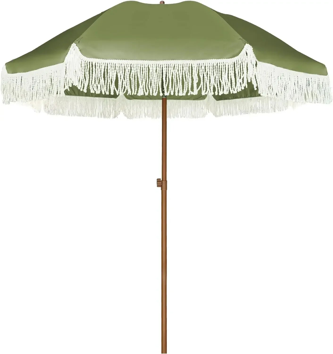 #For 7ft Patio Umbrella with Fringe Outdoor Tassel Umbrella UPF50+ Premium Steel Pole and Ribs Push Button Tilt,  Gazebo&
