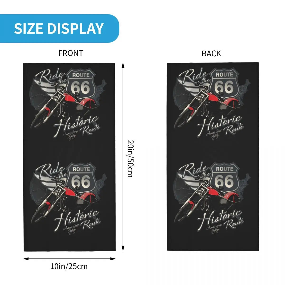 Custom Travel Motorcycle Ride Route 66 Bandana Winter Neck Warmer Windproof Wrap Face Scarf for Hiking Highways Gaiter Headband