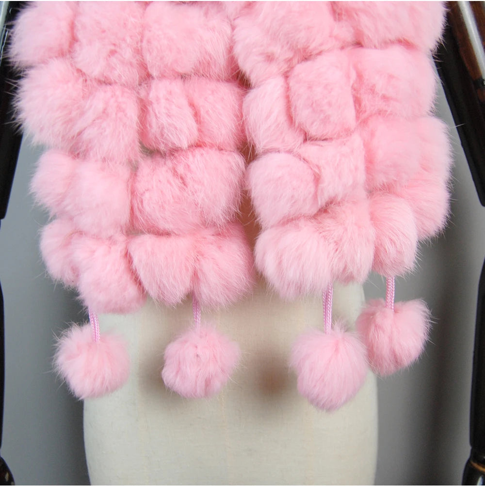Women Winter Warm Real Rabbit Fur Scarf Hot Sale Natural Rabbit Fur Muffler 2025 Lady 100% Genuine Fur Scarves Wholesale Retail