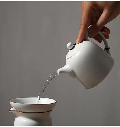 220ml White Jade Porcelain Teapot Dehua Handmade Ceramic Teakettle Single Pots Kung Fu Tea Master Pots Office Decoration Teaset