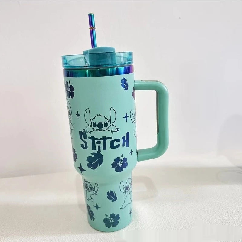 In Stock Stitch Cartoon Peripheral Insulated Cup 40oz 1180ml Stainless Steel Straw Cup Large Capacity Portable And Durable Gift
