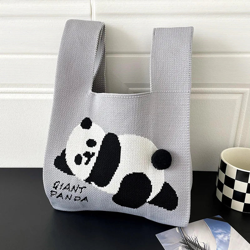 Women Handmade Knitted Small Handbag, Casual Wrist Bag, Student Reusable Shopper Mini Tote Bag, Suitable for Daily Use Outdoor