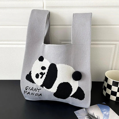Women Handmade Knitted Small Handbag, Casual Wrist Bag, Student Reusable Shopper Mini Tote Bag, Suitable for Daily Use Outdoor