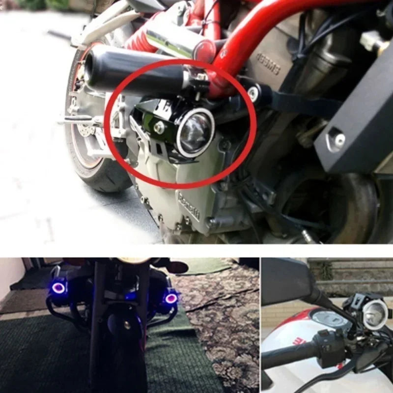 Super Bright Mini LED Motorcycle Headlight Work Light Angel Eye Headlamp Fog Spotlights Driving Lamp with ON/OFF Switch