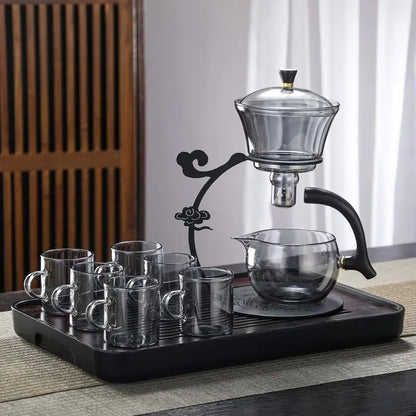 Handmade Iron Glass Tea Set Home Tea Magnet Semi-automatic Tea Machine Office Guest Set