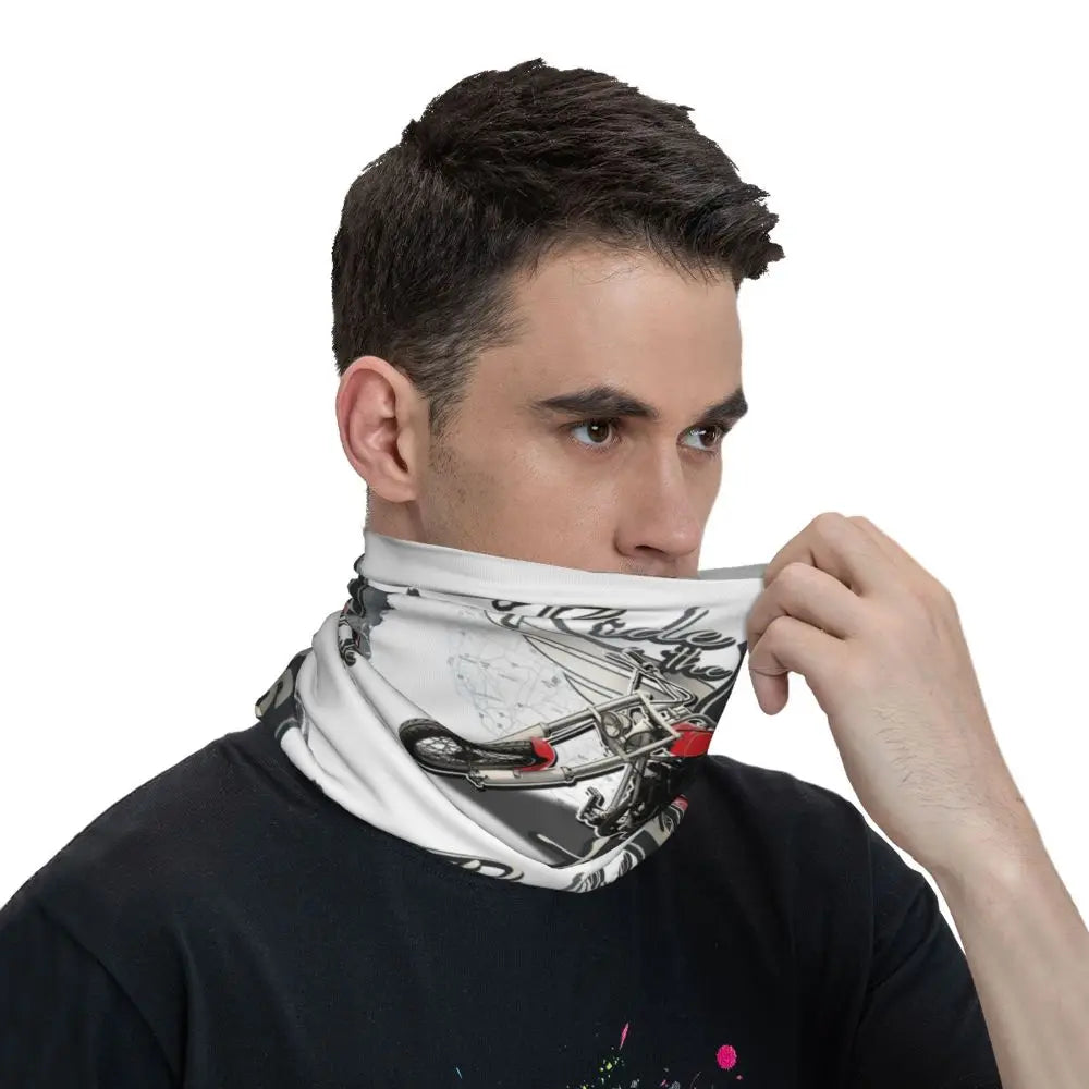 Custom Travel Motorcycle Ride Route 66 Bandana Winter Neck Warmer Windproof Wrap Face Scarf for Hiking Highways Gaiter Headband