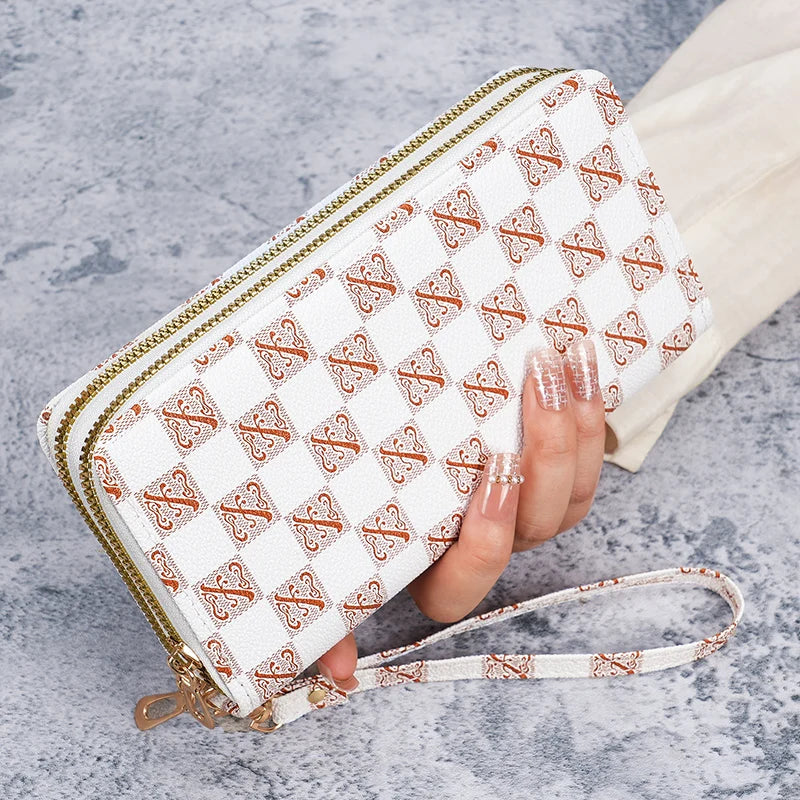 Wallet female long large-capacity coin purse double zipper women's clutch bag multifunctional mobile phone bag coin purse bag fe