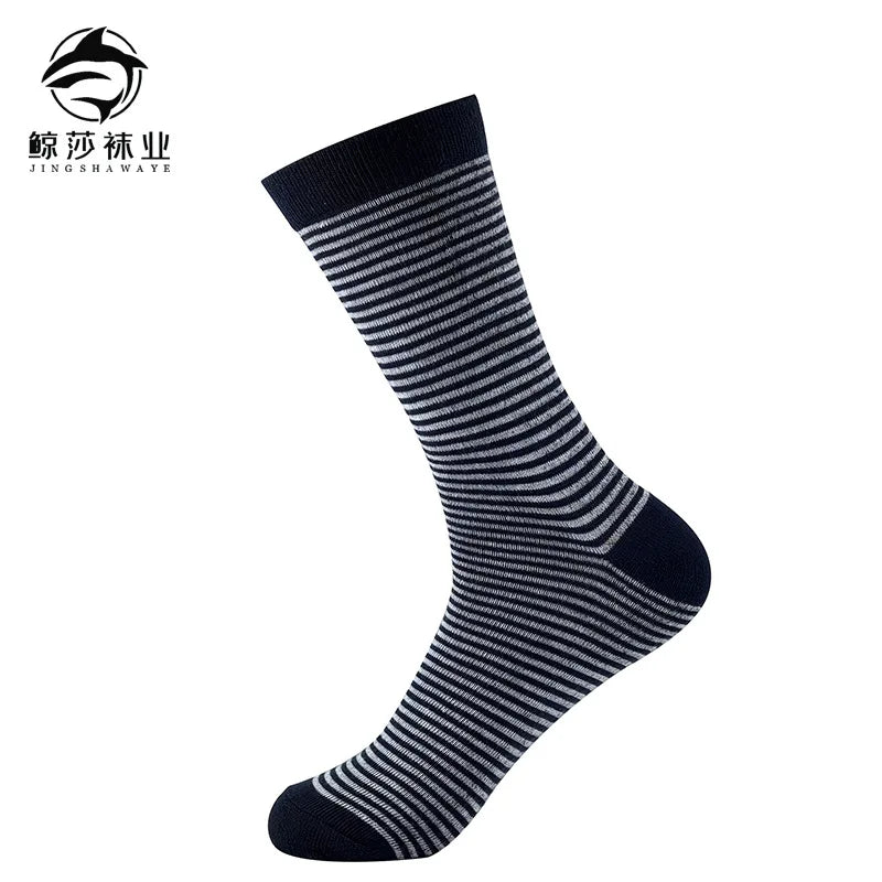 3pair Sock Leisure Athletic Sports Crew Dress Men Solid Color Striped plus-size Business Stockings mid-calf Autumn Winter B8W119
