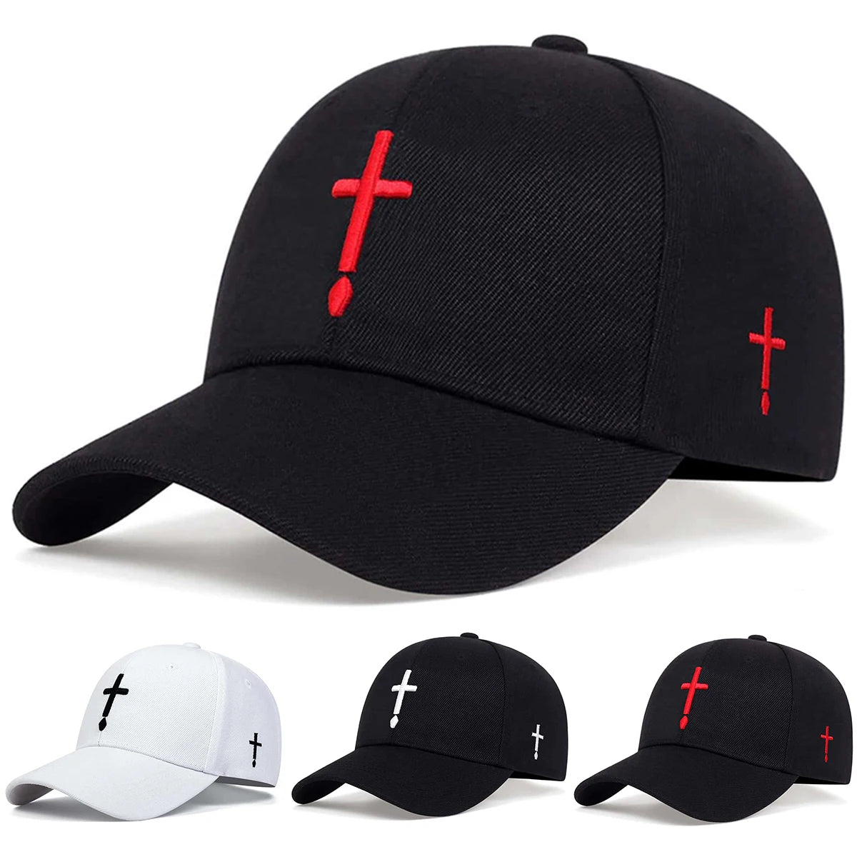 Unisex Simple Cross Water Drop Embroidery Baseball Caps Spring and Autumn Outdoor Adjustable Casual Hat Sunscreen Hat
