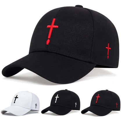 Unisex Simple Cross Water Drop Embroidery Baseball Caps Spring and Autumn Outdoor Adjustable Casual Hat Sunscreen Hat