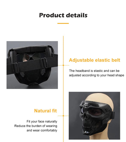 Skull Mask Motorcycle Mask Bicycle Riding Windproof Full Face Skeleton Protective Mask Colored Goggle Tactical Cycling Bike