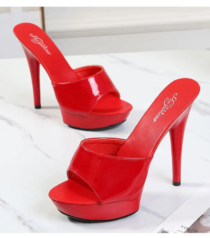 Brand Designer Sandals 2022 New Women Candy Color Slippers High Heels Slippers Sandals 13cm  Pointed Toe Slides Party Sexy Shoes