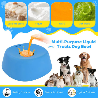Dog Liquid Lick Bowl with Slow Feeder Design with Silicone Anti Slip Bowl Detachable Easy Cleaning for Wet Food and Bone Broth