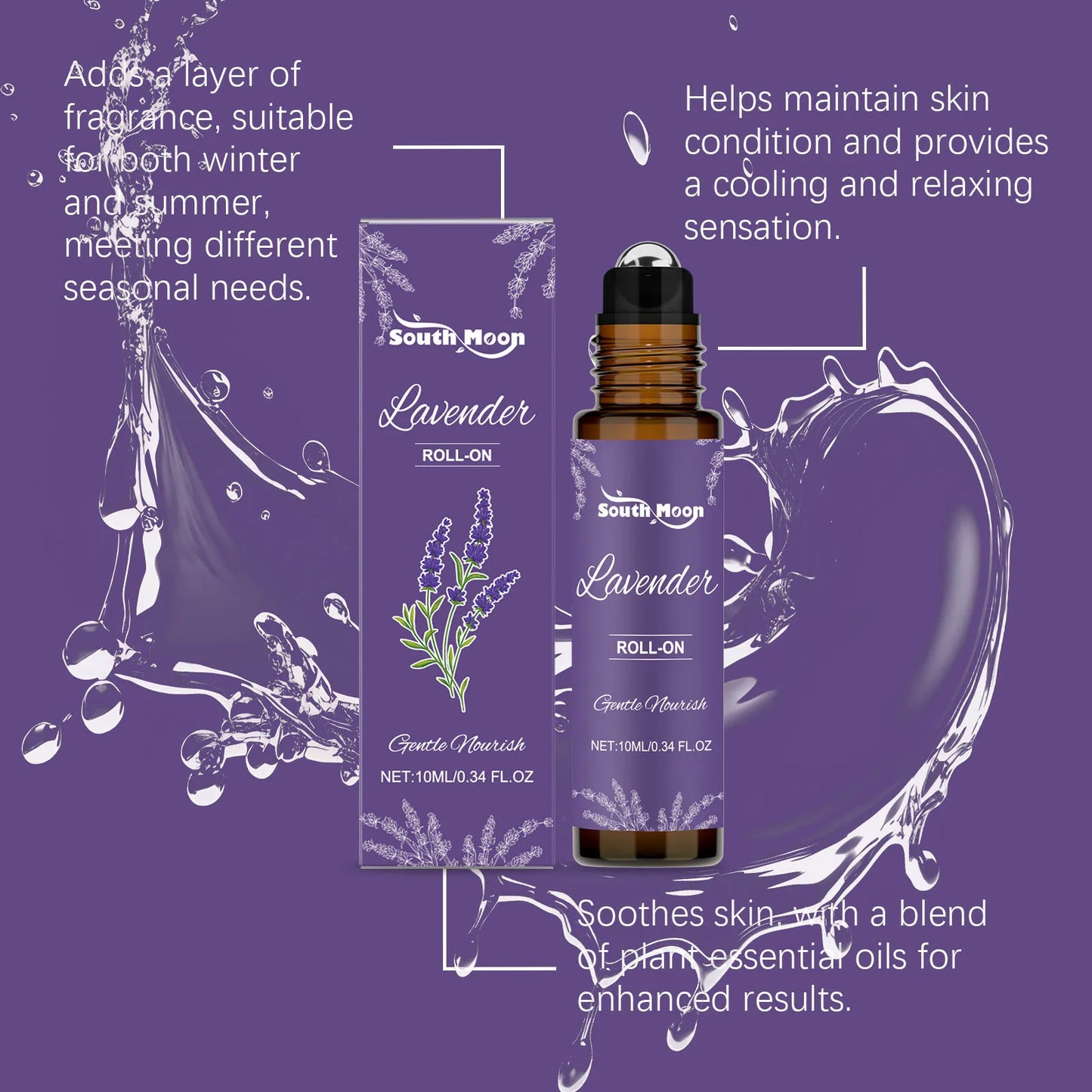 Lavender Body Fragrance Essential Oil Relaxing Mood Improve Anxiety Soothing Skin Lasting Fragrance Portable Body Care Essence