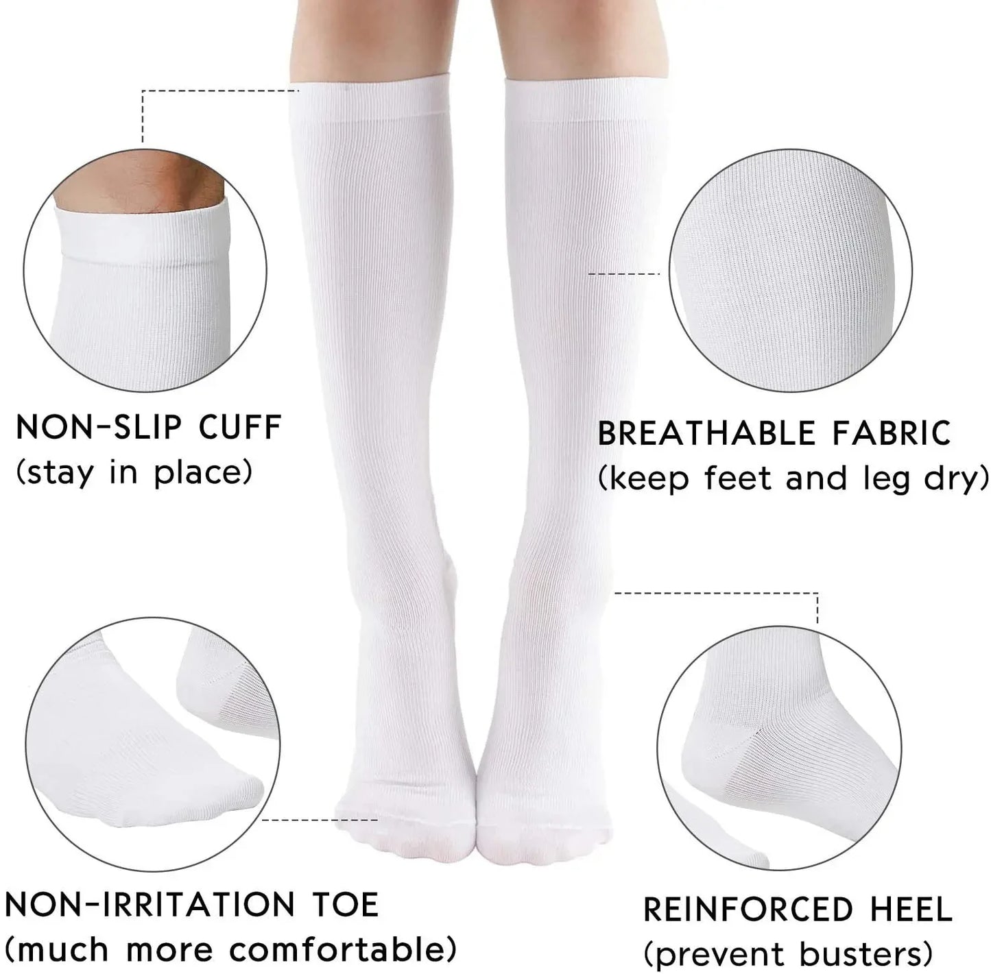 3/6/7 Pairs Compression Socks Women Medical Edema Running Socks Men Knee Length Cycling Socks  Football Basketball Outdoor trave