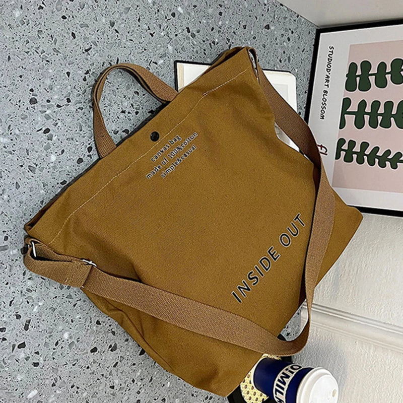 High Quality Canvas Men and Women Simple Cross-body Bag Wash Canvas Thick Handbag Large Capacity Arts Students Package Satchel