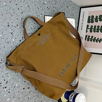 High Quality Canvas Men and Women Simple Cross-body Bag Wash Canvas Thick Handbag Large Capacity Arts Students Package Satchel