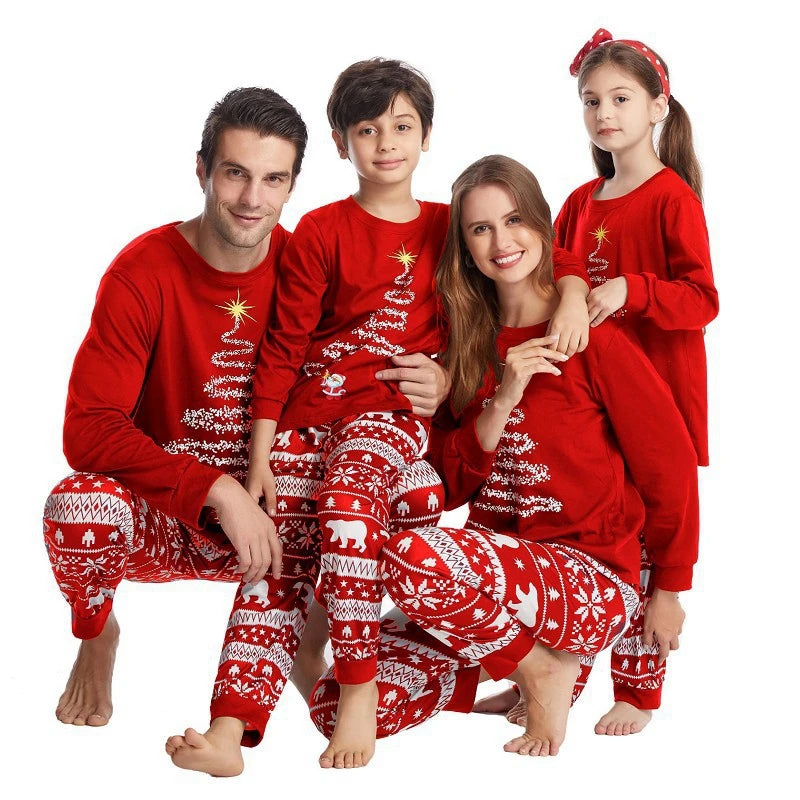 Christmas Family Matching Pajamas Set Firework Print Mom Dad Kids Home Clothes Warm Soft Sleepwear Baby&Dog Romper Pjs Xmas Look