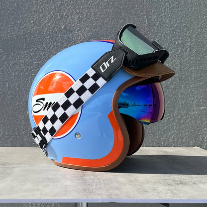 Orz Motorcycle Retro Helmet Men's and Women's Motorcycle Safety Helmet Electric Car Four Seasons 3/4 Half Helmet Scooter