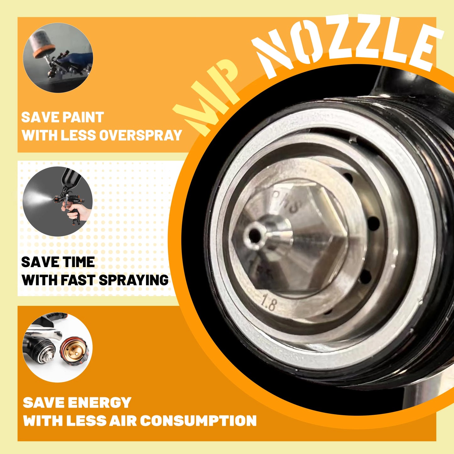 Original PORPHIS MP PHS-155 Paint Spray Gun Professional Automotive Paint Gun For Car Painting Repair Spray Gun Pneumatic tool