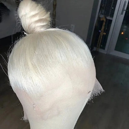 Soft Hair13x4 Straight Synthetic Lace Front Wig for Women Ombre Platinum Blonde Ash Roots Glueless Heat Resistant Fiber Hair Wig